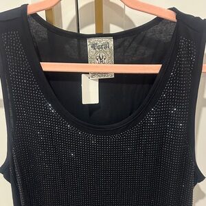 Vocal Black Rhinestone Embellished Tank